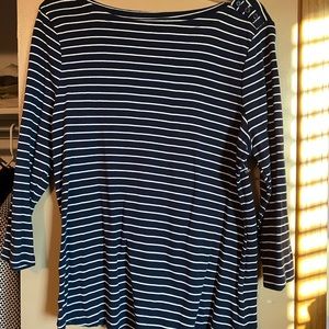 XL boat neck navy/white striped shirt